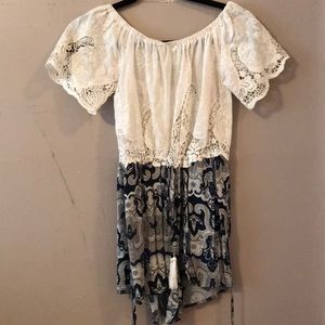 CLOSET CLOSING!! LF White/Blue Lace Romper
